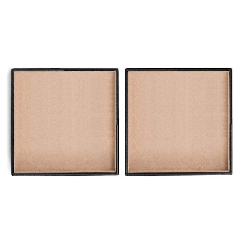 Glenor Co Jewelry Organizer Tray - Set of 2 - Stackable Empty 2 Inch Deep Jewelry Storage Trays w/o dividers - Display on Dresser or Drawer - Compatible with Other Trays - Black - Image 1